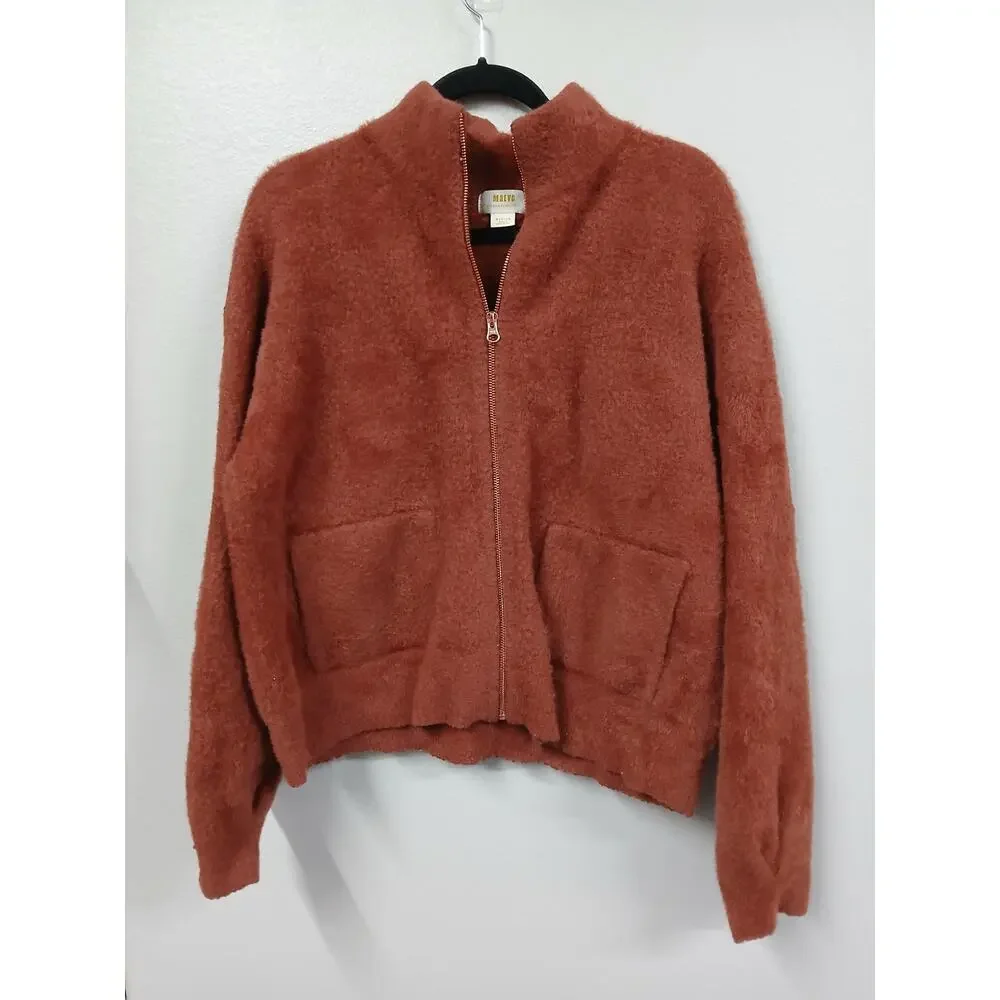 Anthropologie Kalista Eyelash Rust Faux Fur Full Zip Jacket medium - Picture 3 of 7